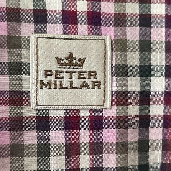 Peter Millar Long Sleeve Plaid Button Down Shirt Mens Size M Pink Red Green Top - Picture 2 of 5